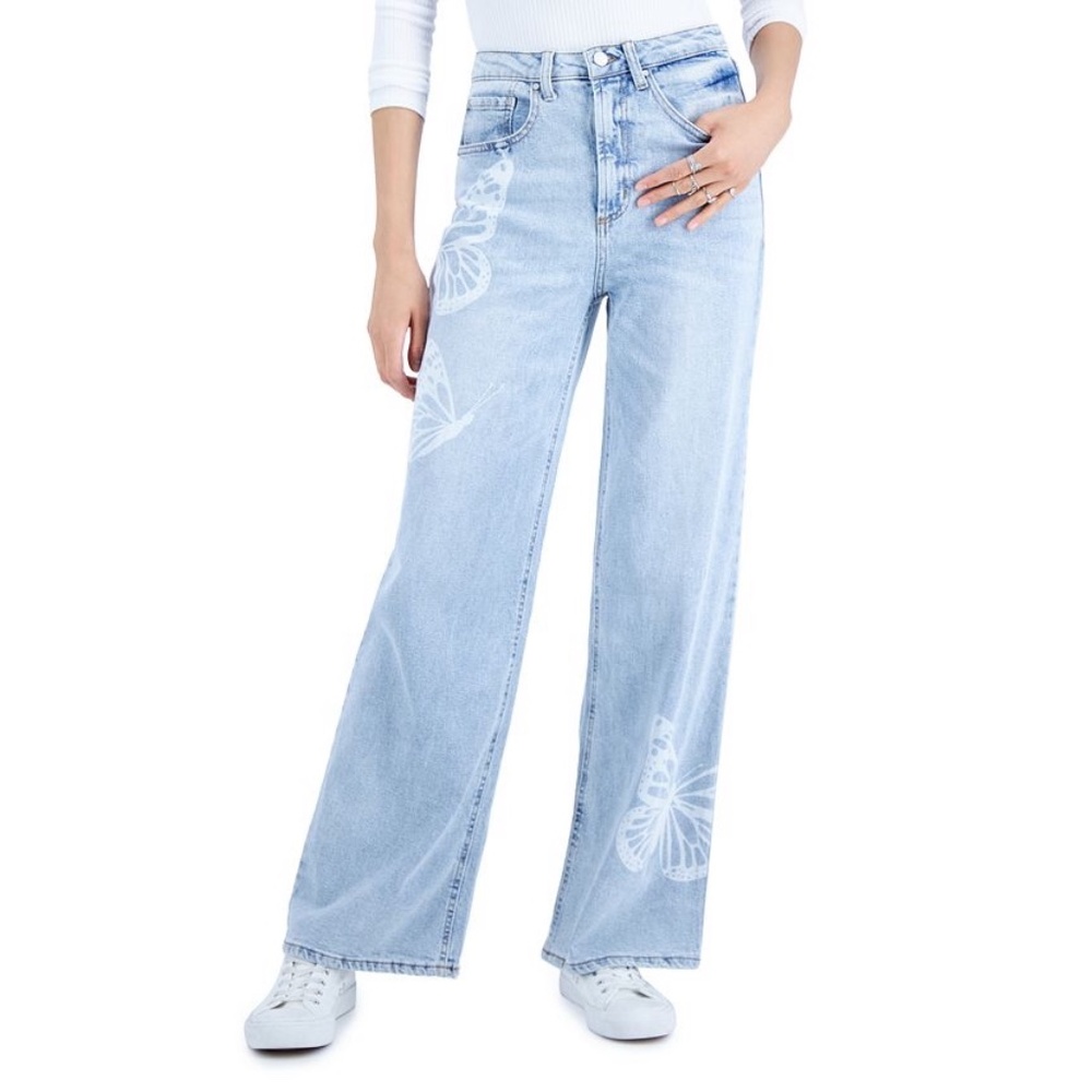 Tinseltown NWT Butterfly Pattern Y2K VTG Retro Throwback Wide Leg Baggy Jeans